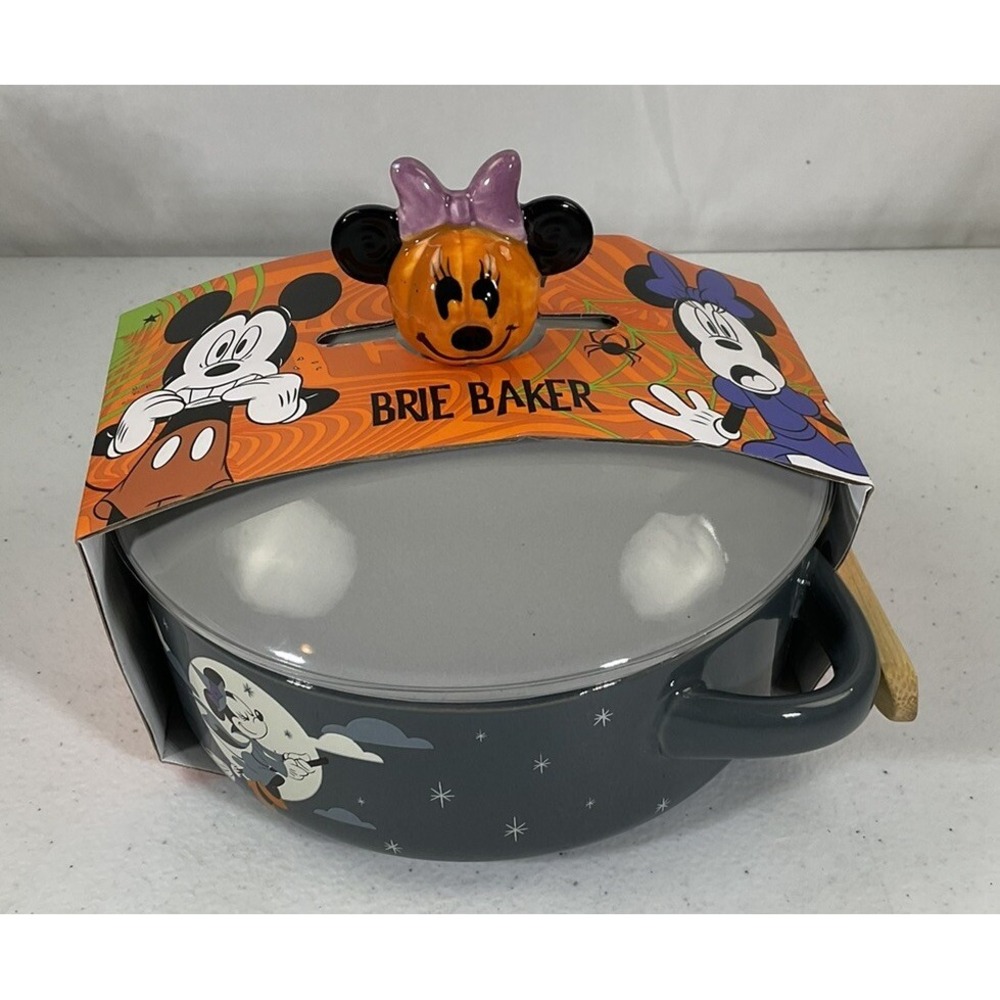 Disney Halloween Minnie Mouse As A Witch On Broom  Brie Baker With Wooden Spoon